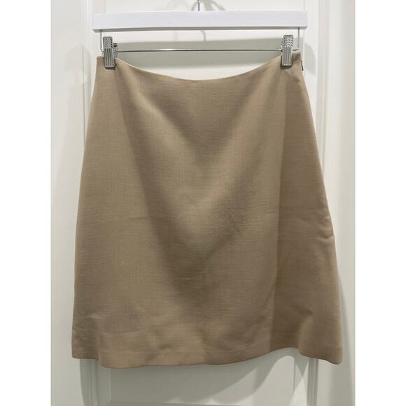 Ralph Lauren Purple Label Collection Khaki 100% Wool Mini Skirt Sz 8 - Picture 1 of 5